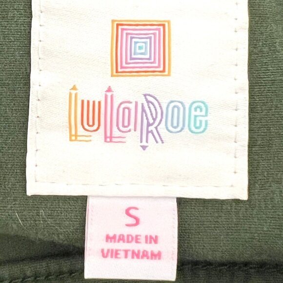 LulaRoe Women's Flap Pockets Button Leaves Pattern Stretch Green Jacket Size S - Picture 11 of 12